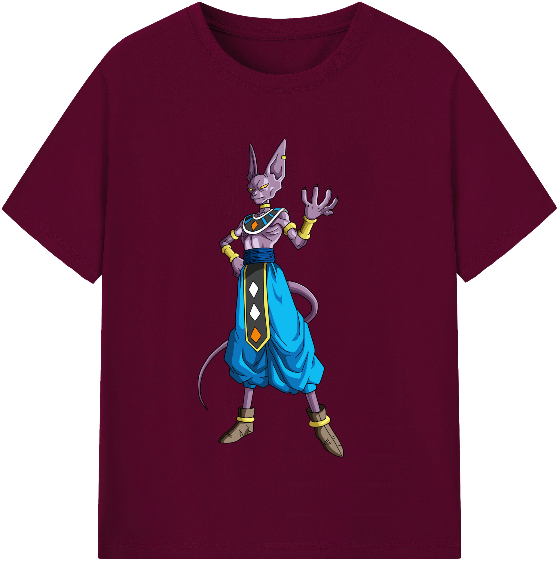 （画像用） ドラゴンボール ビルス 破壊神ビルス DRAGON BALL Beerus Birusu レディースカジュアルプリントTシャツ（綿100％）